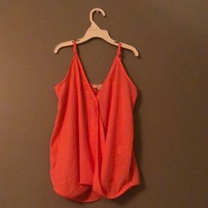 Vibrant orange crossover blouse